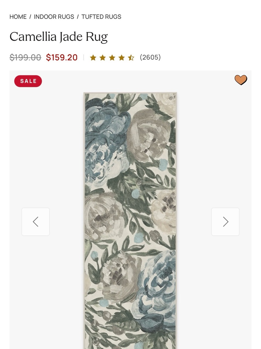 Ruggable Camellia Jade Floral Runner Rug